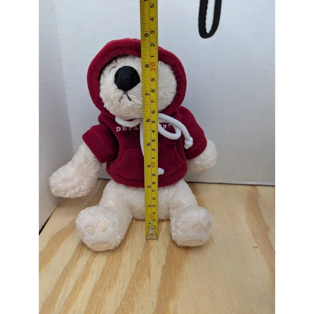 Department 56 White Stuffed‎ Bear And Red Hoodie No Pin Or Tags 2003